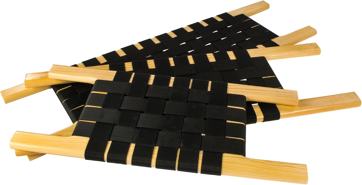 Zestaw: 3 x Seat Front Read Center przednie tylne środkowe siedzisko z drewna sosnowego – siedzisko z paskiem, siedzisko kanu z siatką do plecionego siedzenia Canoe
