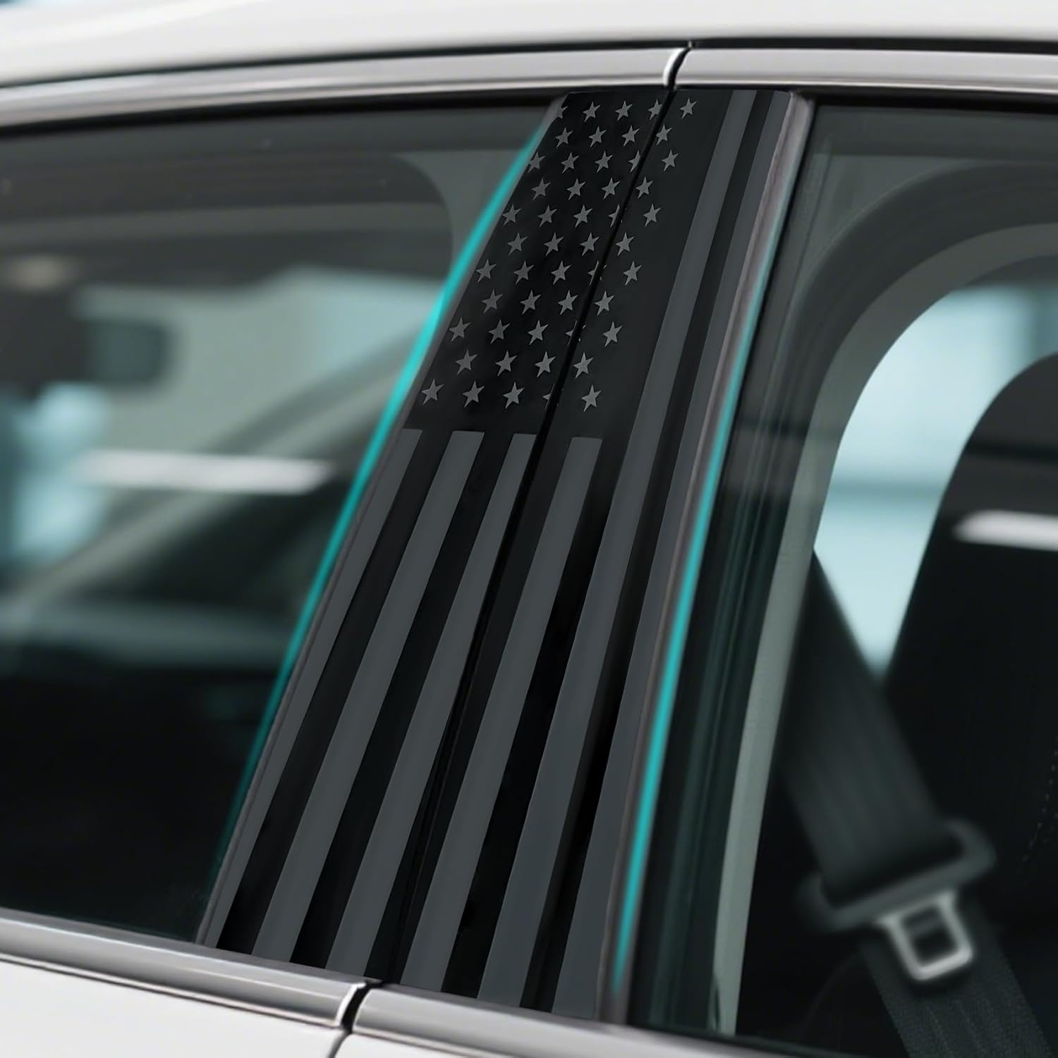 2PCS B Pillar Sticker Decal, Gloss Vinyl Decal Set, Waterproof USA Flag Personalized Vehicle Door Window Pillar Decals, Car American Flag Vinyl Wrap for Side Door Trim Decoration (Style B)