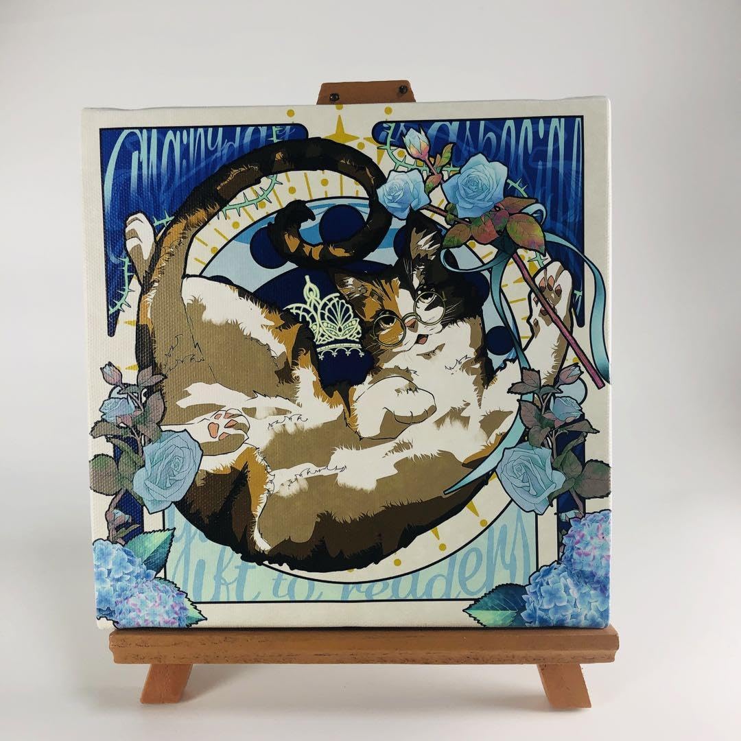 【高品質】ブルーローズにゃんこキャンバスアート 高品質】ブルーローズにゃんこキャンバスアート 高品質】ブルーローズ