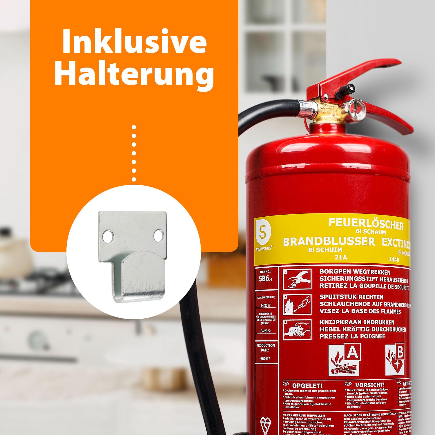 Smartwares FEX-15266 Schaum-Feuerlöscher, Rot