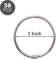 Vista 2 de 2 pulgadas (paquete de 38 anillos) para carpeta de hojas sueltas, llavero de metal chapado en níquel, anillos de acero chapado en níquel, plata