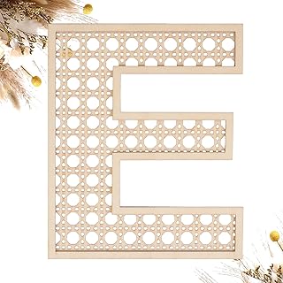 Wooden Rattan Letters 8 inch Wood Letters E for Wall Decor Crafts Boho Nursery Decor for Baby Shower Wedding Bedroom Name Signs Large Rustic Letter Home Decoration