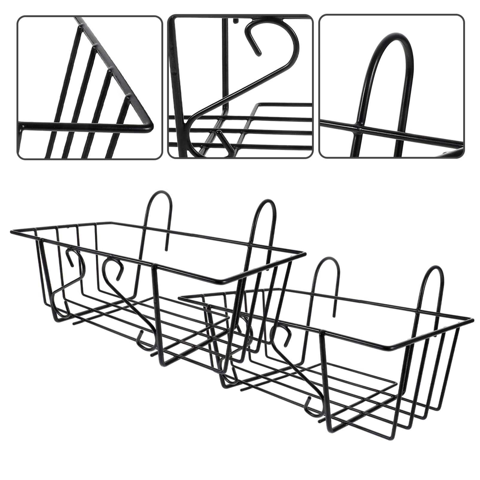 HEMOTON 2 Pièces Support de Pot de Fleurs Suspendu Noir pour Balcon Fenêtre ou Clôture Support Robuste pour Plantes et Fleurs Aucun Outil pour Installation
