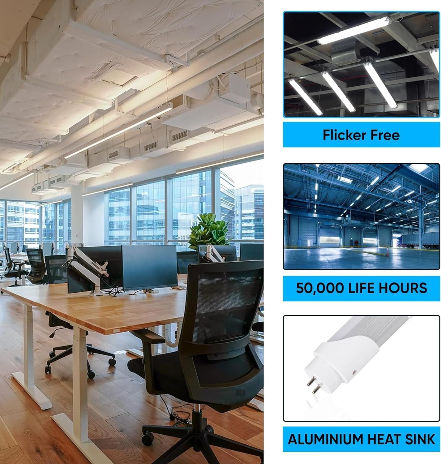 4FT T8 LED Tube Light, Type A+B, 12W/15W/18W/22W, 3000K | 4000K | 5000K | 6500K, Single and Double End Powered, Plug and Play or Ballast Bypass, 2860 Lumens, F32T8, 120-277V, Frosted Cover (24 Pack)