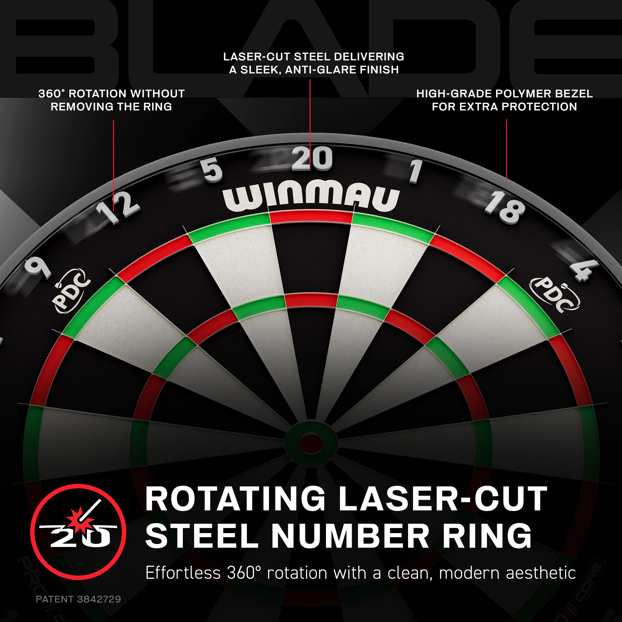 WINMAU Tarcze do rzutek z serii Blade – profesjonalne oficjalne tarcze turniejowe PDC – Blade X | 360 | Triple Core