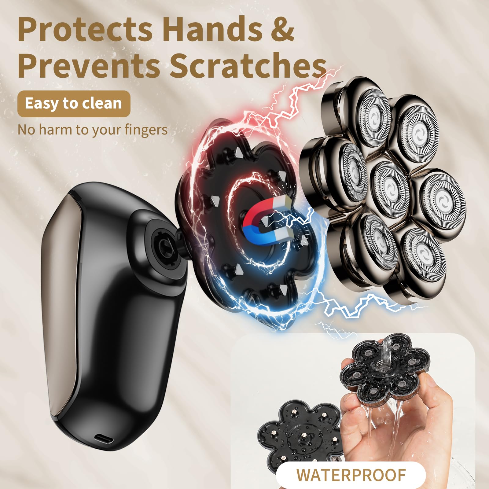 SHPAVVER Head Shavers for Bald Men: 5-in-1 Upgraded Electric Razor - IPX7 Waterproof Shaving Grooming Kit for Balder - Turbo Speed & Precision Blades (Light Black)