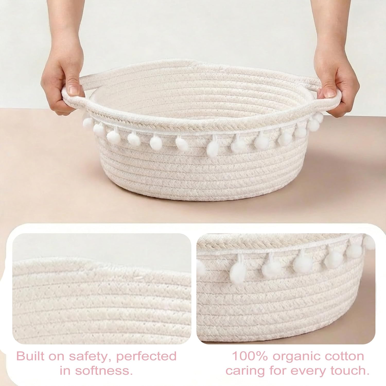 6-Pack Gift Basket Set, Cotton Rope Woven Basket with Gift Bag & Ribbon for Baby Showers, Newborn Celebrations, Events & Holiday Gifting, White
