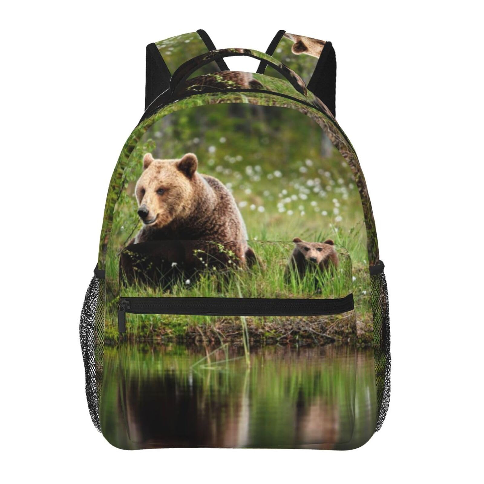 Sac à dos imprimé River Bear Mom BAFAFA en toile résistante avec grand volume - 8