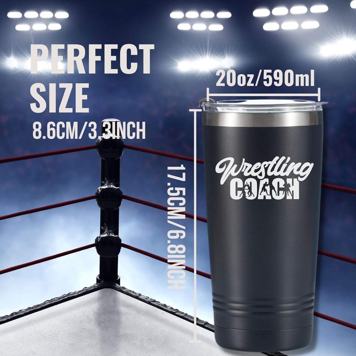 Onebttl Wrestling Gifts for Men, Wrestling Coach, Appreciation Gift for Coaches, Juegos de Lucha libre, 20oz Stainless Steel Tumbler, Black - Image 5