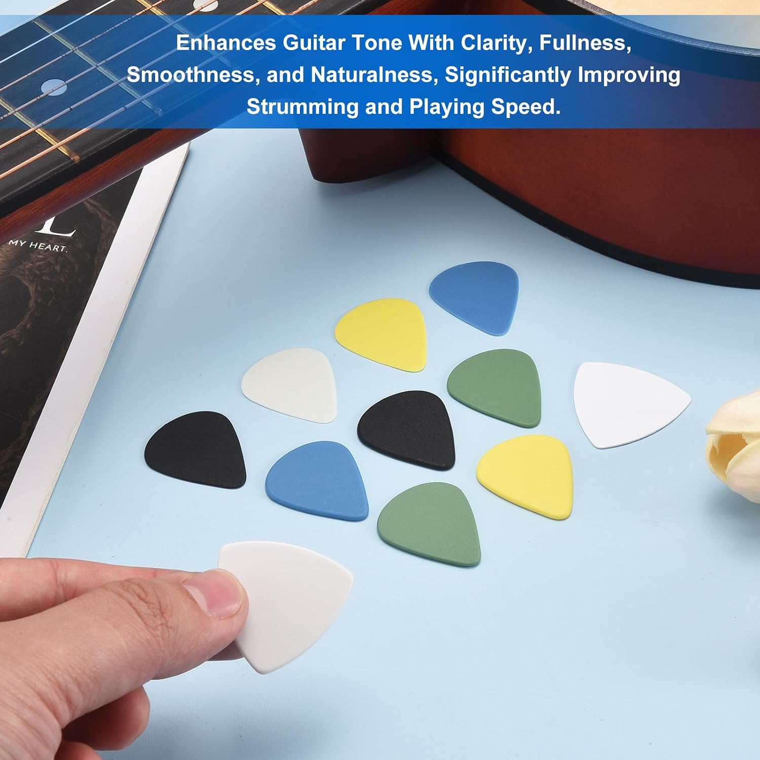 MECCANIXITY Guitar Picks 50Pcs 0.46mm Thick Matte Non-slip Guitar White image 4