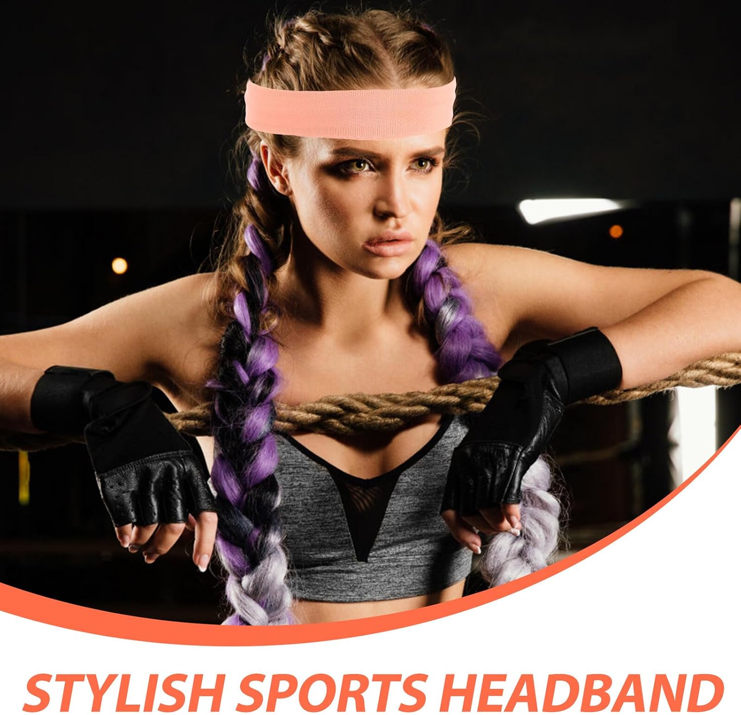 Cabilock 2pcs Non-Slip Fitness Sweat Headbands for Women and Men, Quick-Dry Sports Hair Bands in Dusty Rose and Coral Orange, Yoga Running Gym Sweatband with Sweat-Wicking Design