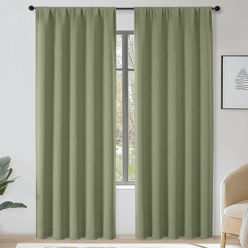 Miniatura 82 de OWENIE Sally Ever Green Cortinas Opacas para Dormitorio Sala de Estar 63 Pulgadas de Largo Juego de 2 Paneles, Aislamiento Térmico Ahorro de Energía