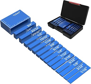 15Pcs Precision Setup Blocks, 4inch Aluminum Alloy Height Gauge Set,High Precision Setup Bar Blocks for Router Table Saw Accessories and Angle Woodworking Set Up Laser Engraved Size Markings blue