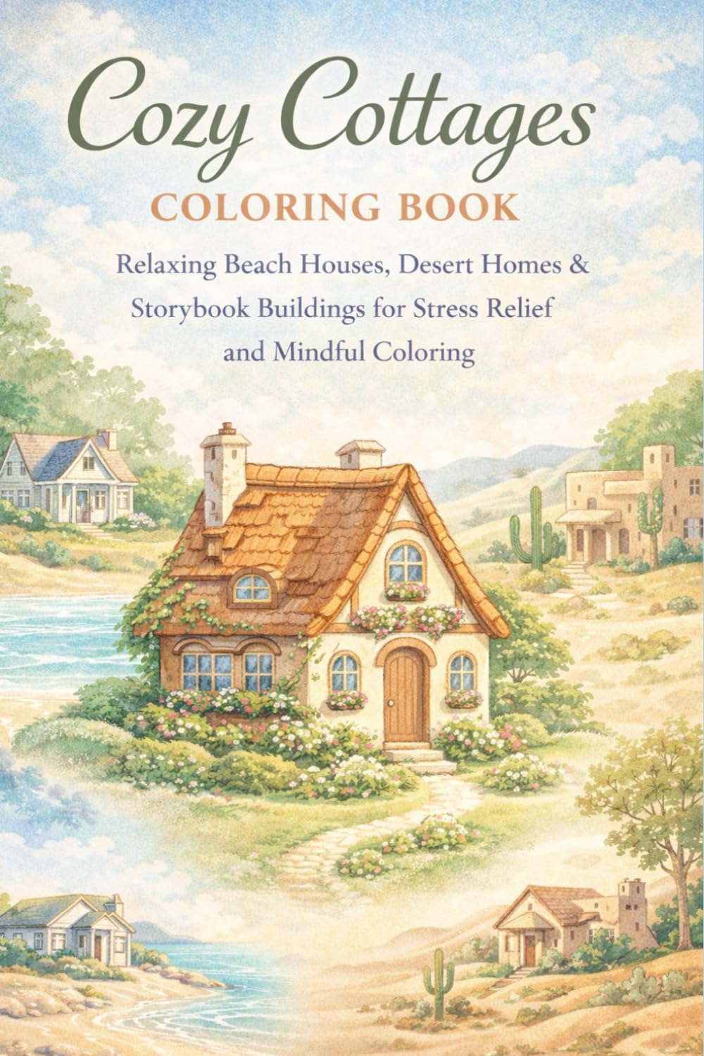 Cozy Cottages: Relaxing Cottage Scenes for Stress Relief, Calm, and Mindful Coloring