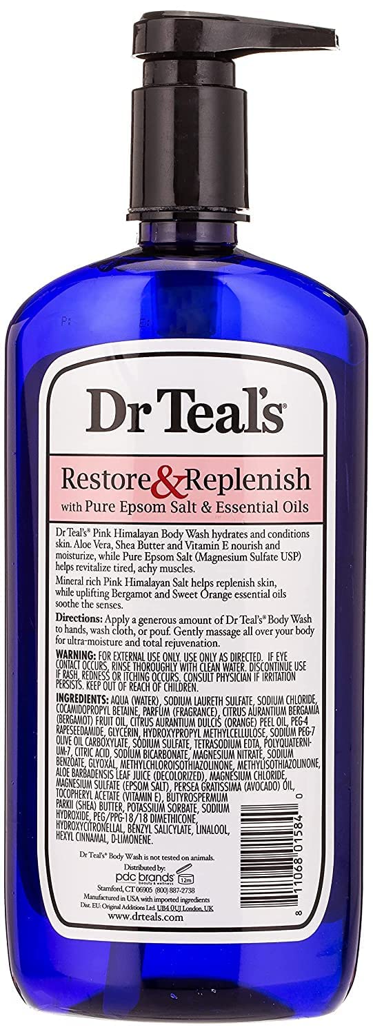 Dr Teal's Body Wash Variety Gift Set (2 Pack, 24oz Ea.) - Restore & Replenish Pink Himalayan, Nourish & Protect Coconut Oil - Essential Oils & Pure Epsom Salt Treats Skin & Alleviates Daily Stress