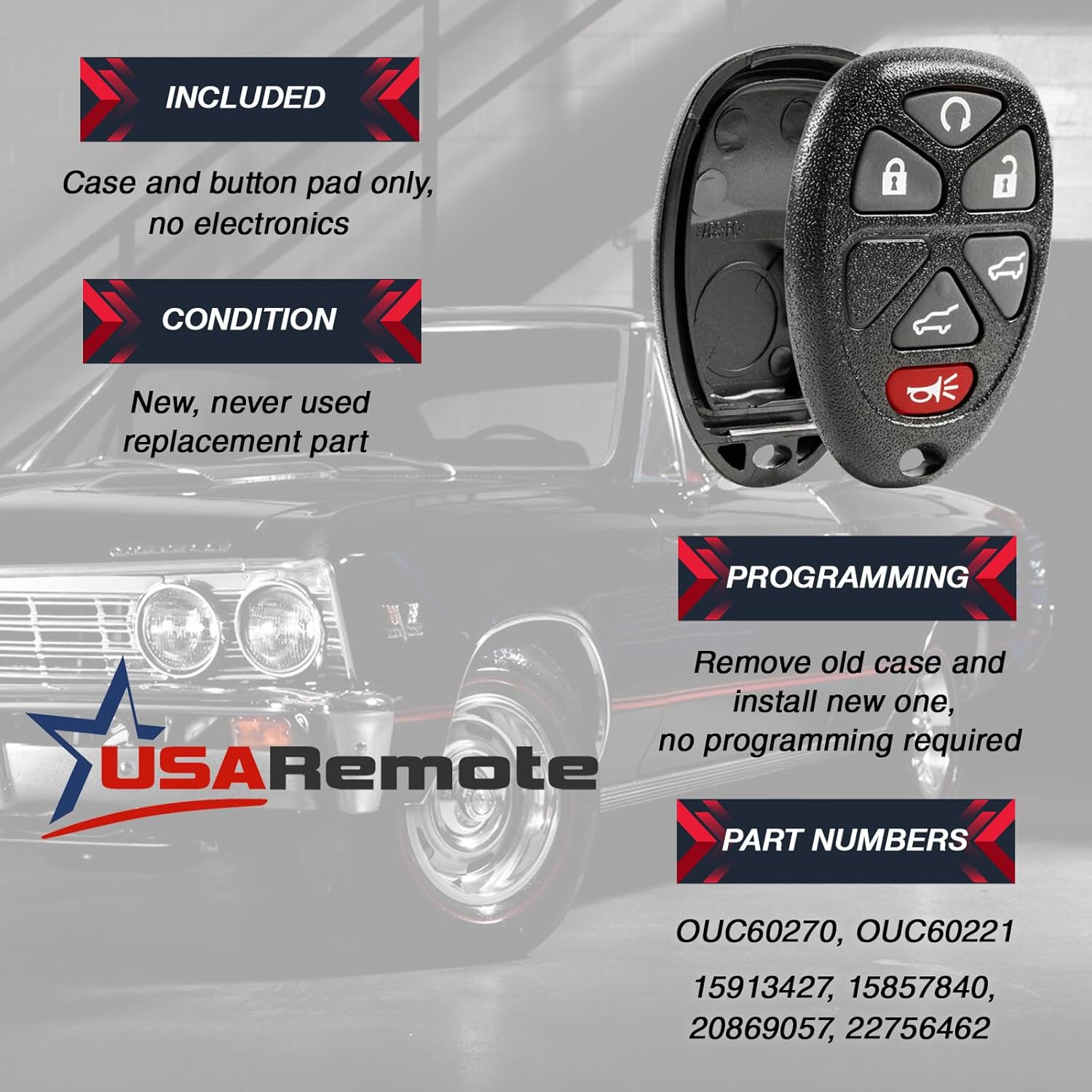 for Chevy Suburban Tahoe Traverse Key Fob Cover GMC Yukon XL Key Fob Case Shell Keyless Remote Replacement