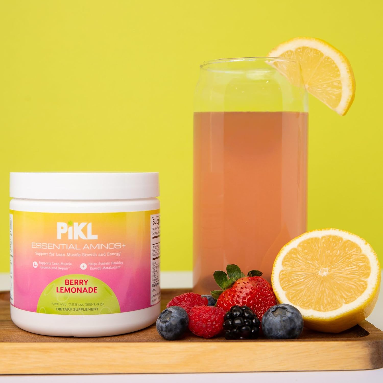 PiKL Nutrition, LLC Essential Aminos BCAA + EAA Powder | Berry Lemonade Flavor | Essential Amino Acids for Pickleball Players | Hydration & Energy | 30 Servings