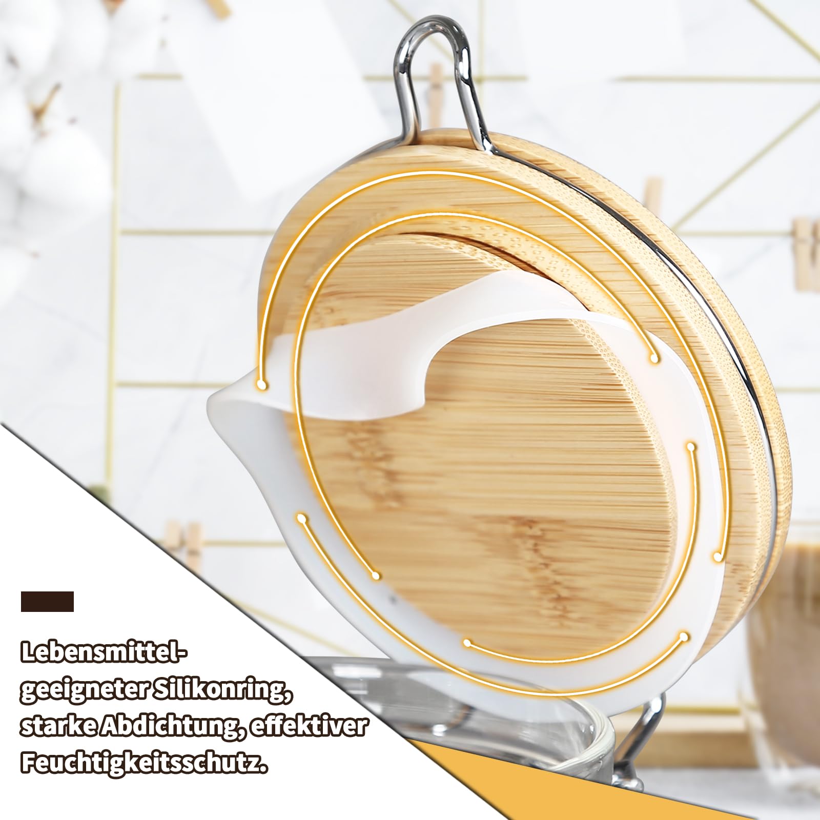 Ken's Vorratsbehälter Spaghetti Glas - spaghettidose glas mit deckel luftdicht - spaghetti aufbewahrung glas - 2000 ML