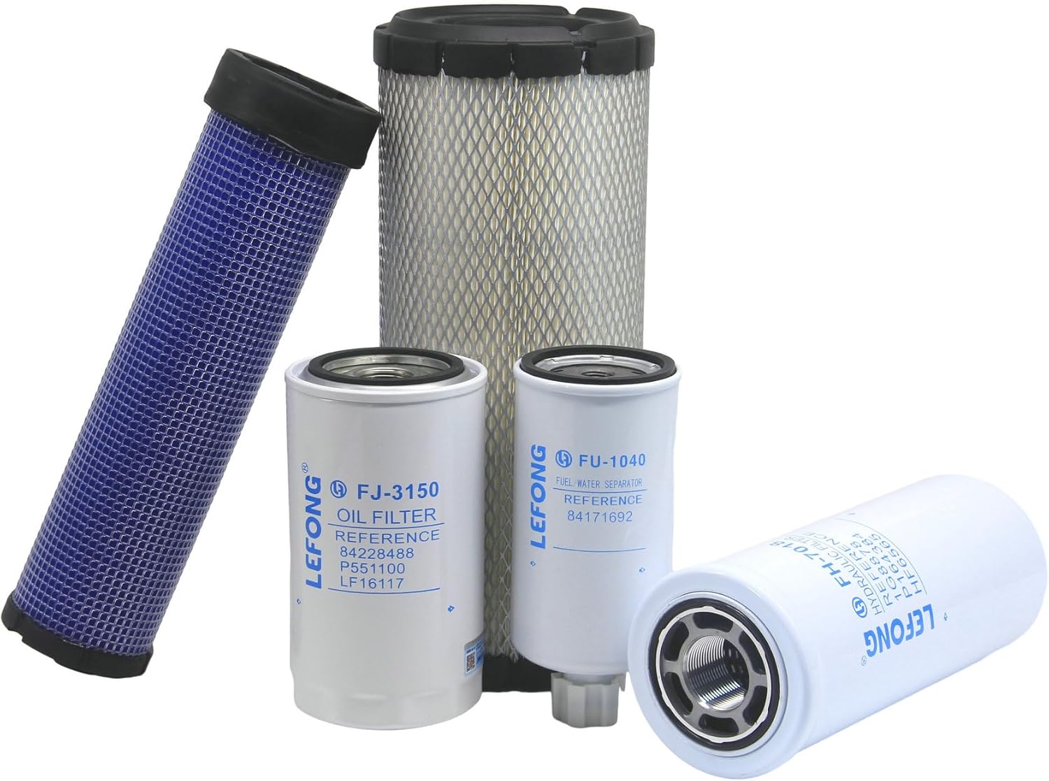 ST-1049 Filter Kit Fits New Holland C190, L190, LS190.B, LT190.B Skid Steer Replace Air Outer 86982522, Air Inner 86982523, Oil Filter 84228488, Fuel Filter 84565884, Hydraulic Filter 84475949 (5 Pcs)