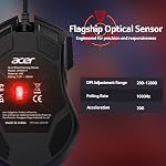 Acer Wired Gaming Mouse, 12800 dpi RGB Computer Mouse with High Performance Optical Sensor, Custom Ergonomic Mouse with 6 Programmable Buttons, 12 Lights and Quick Fire Button with Laptop, PC, Mac Driver