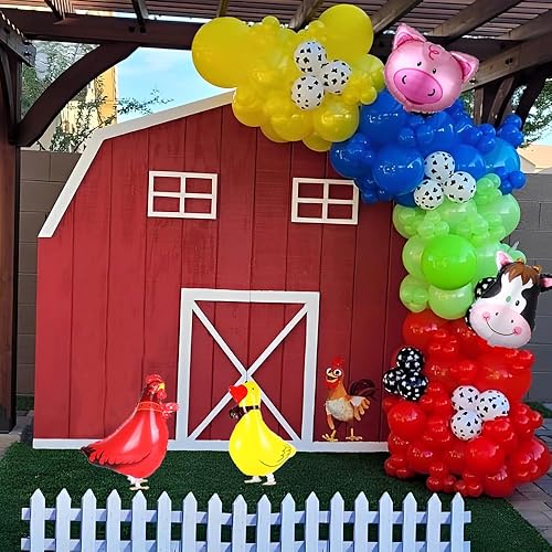 Miniatura 5 de Kit de guirnalda de arco de globos de vaca de 138 piezas, decoración de fiesta de animales de granja, globos con estampado de animales rojos,