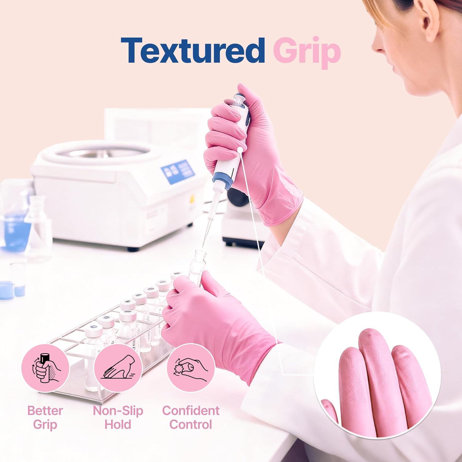 Schneider Pink Nitrile Gloves, Latex Free Exam Gloves Disposable Latex Free, Disposable Gloves for Cooking & Medical - Image 3