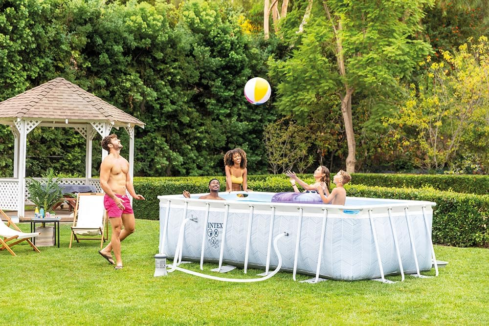 Pool 1m Intex 4m x 2m x 1m Chevron Prism Rectangular Pool Set, Set-up Size: 4 ...