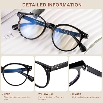 OKH Blue Light Blocking Glasses Men Women Gaming Retro Round Glasses Anti Glare and Fatigue,Relieve Eye Fatigue for Screens TV Phone Computer