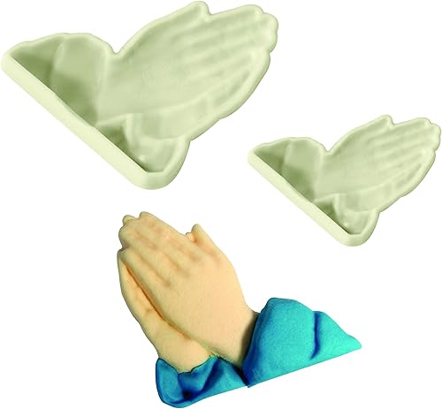 Miniatura 9 de JEM PopIt - Molde para decoración de pasteles, manos rezando, tamaño pequeño y grande, color blanco