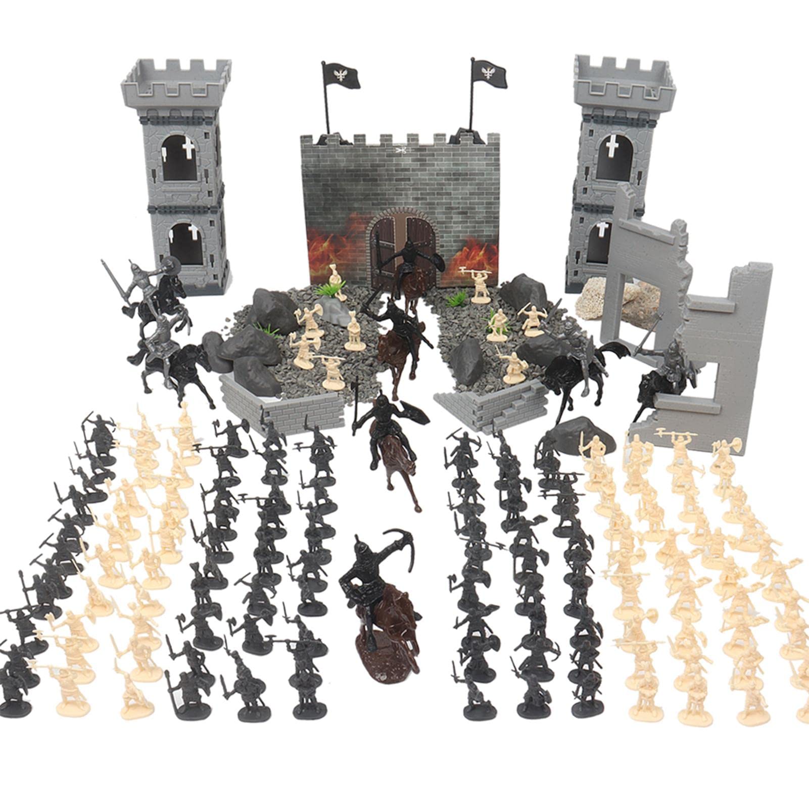 JOYIAL254pcs Set Medieval Castle Knights Action Figure Toy Army Playset with Toy Soldier, Cavalry and Arrow Tower, Great Gift for Boys and Girls