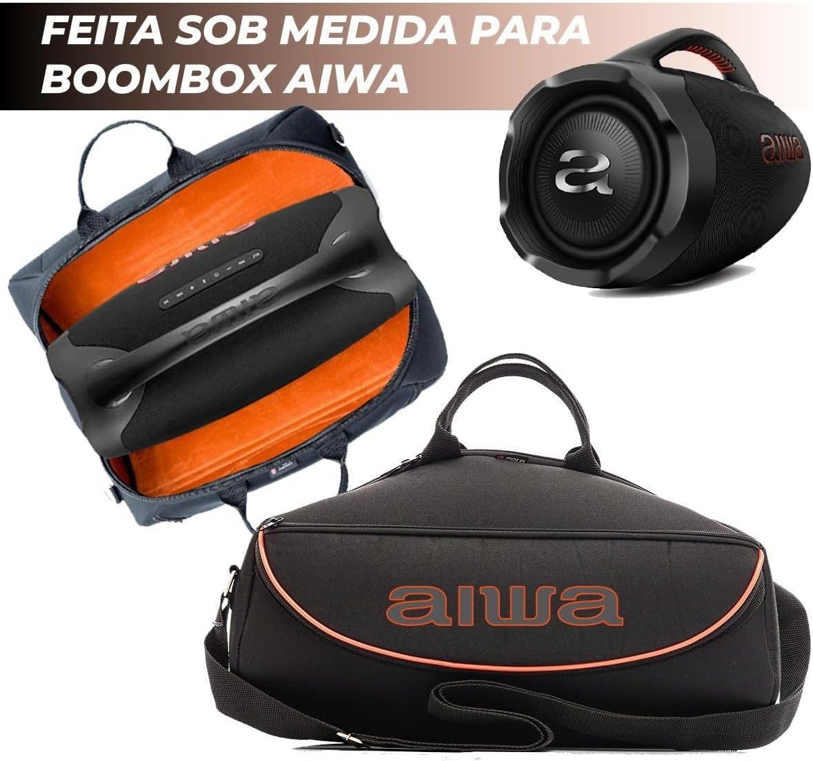 TRIBOSHOP Bolsa Case Capa Bag Compatível Boombox Plus Aiwa, A Prova D'Água, Acolchoado - Com Alças De Mão E Ombro