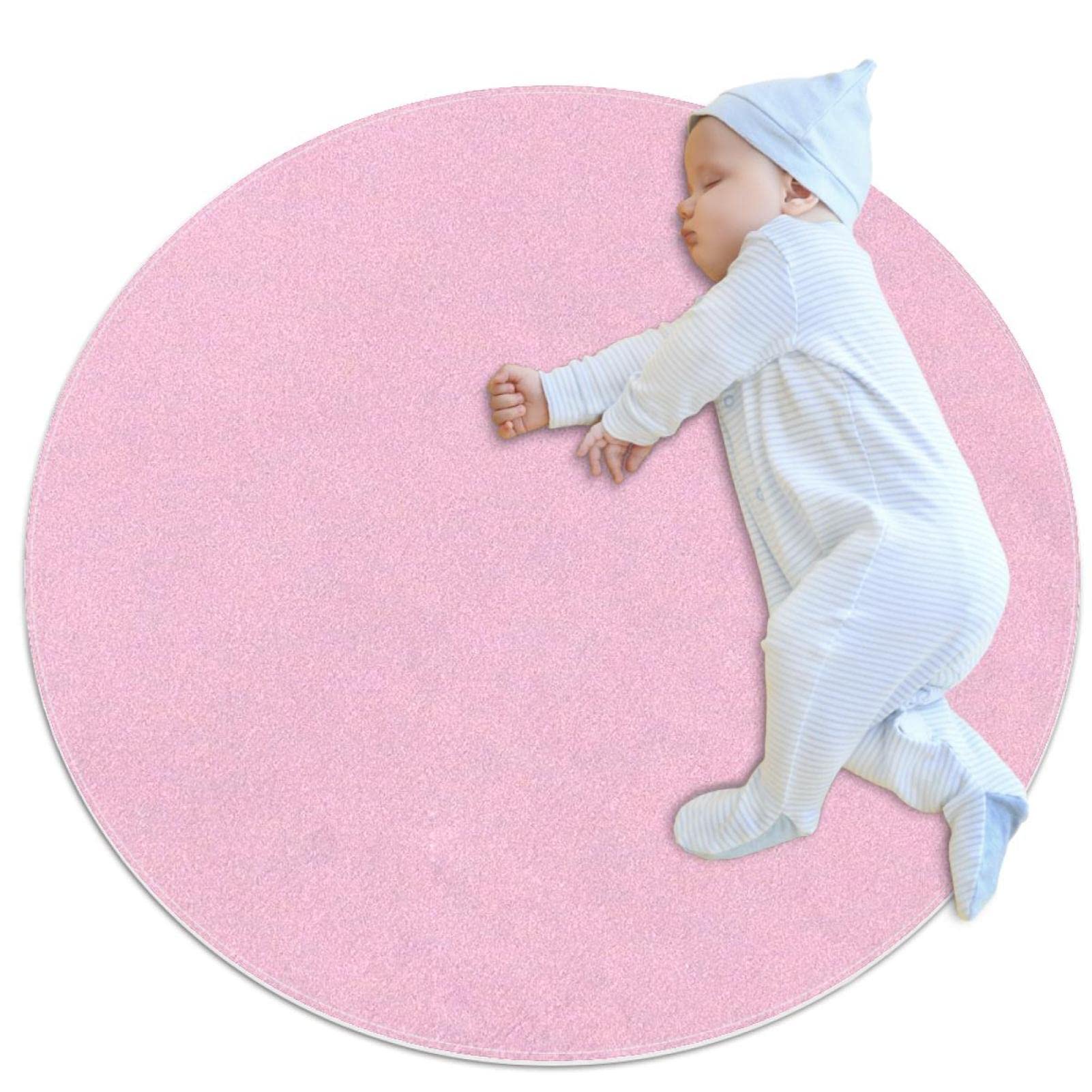 Tapis rond rose d'intérieur antidérapant de 70cm pour déco cocooning