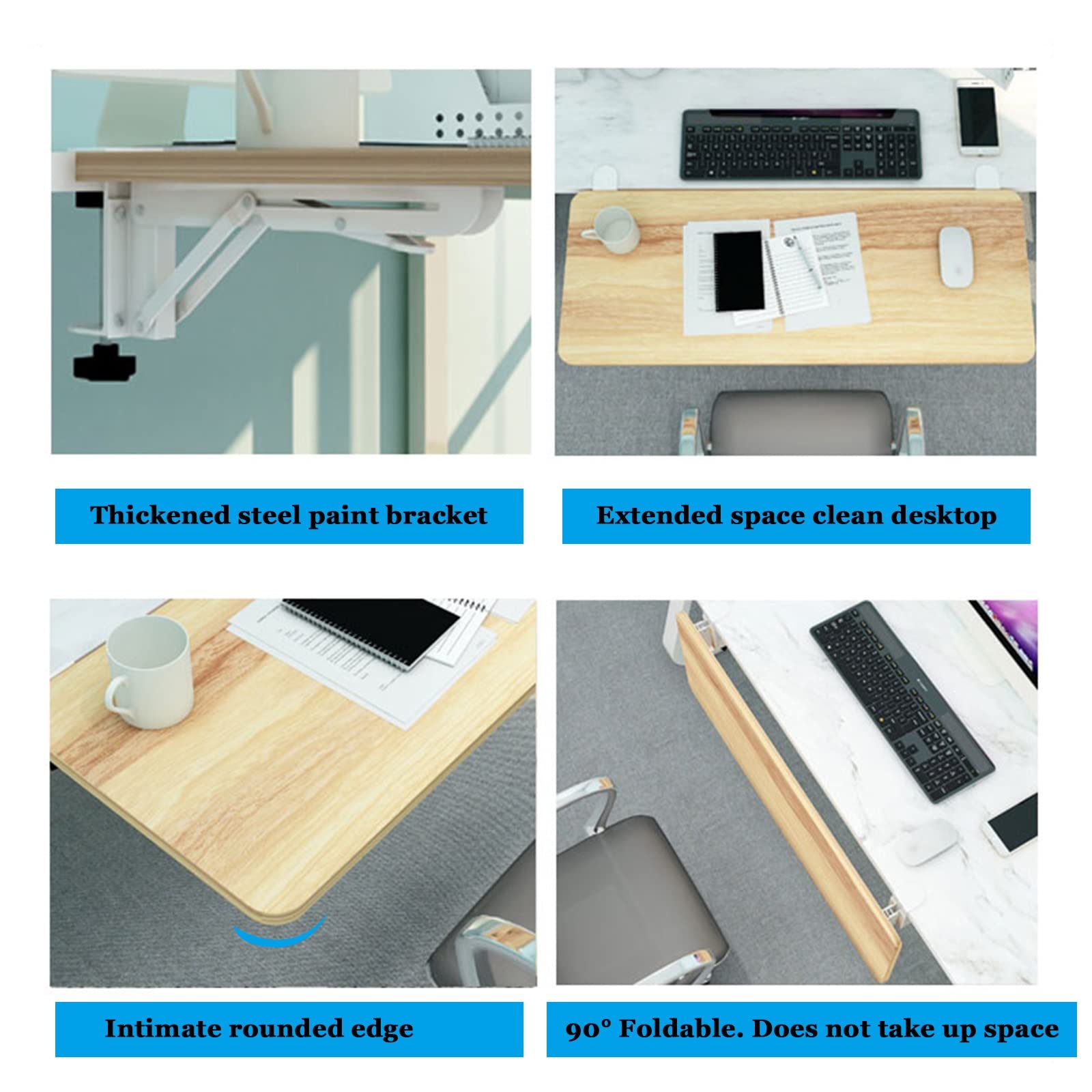 Bracciolo Pieghevole ed espandibile per scrivania con Vassoio per Tastiera e Supporto per Braccio, Design ergonomico salvaspazio per scrivanie per Computer, Accessori da Ufficio re