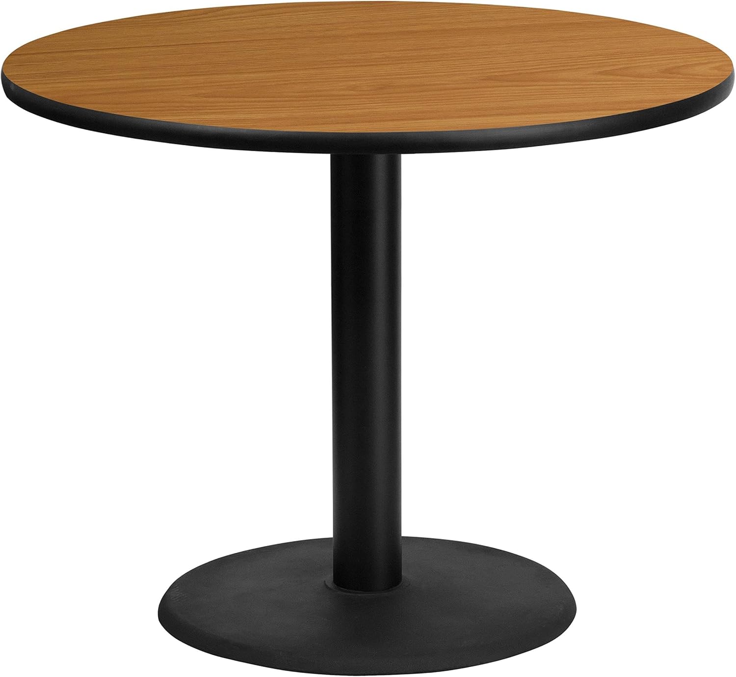 Pemberly Row Square Restaurant Dining Table, 30" Black Natural Laminate Top, Cast Iron Base, 1.125" Thick Melamine Core, Durable Indoor Dining Table for Cafeterias, Break Rooms, or Home Dining Room