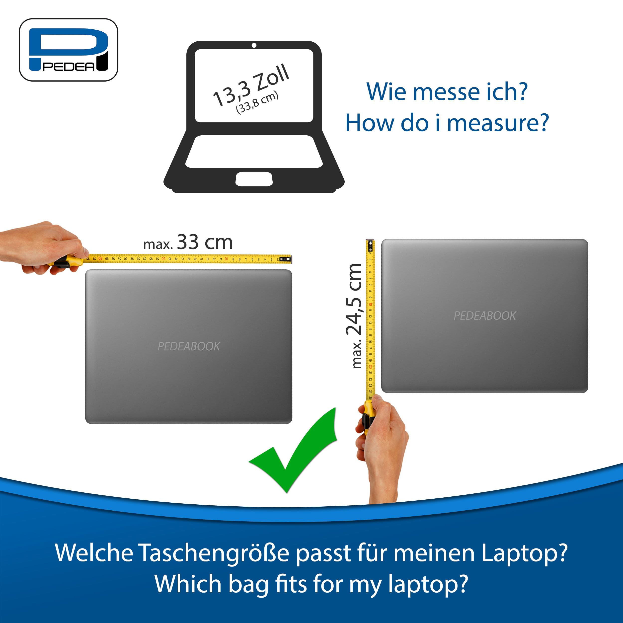 PEDEA Torba na laptopa "Premium" torba na notebooka do 13,3 cala (33,8 cm) torba na ramię z paskiem na ramię w zestawie mysz bezprzewodowa, szara, torba z myszką, 13,3 Zoll, torba na ramię