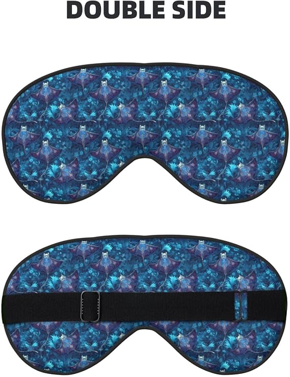 Eye Masks for Sleep Double-Sided – Fantasy Blue Manta Print Adjustable Blackout Sleep Mask for Women and Men, Comfortable Eye Covers for Sleeping, Travel