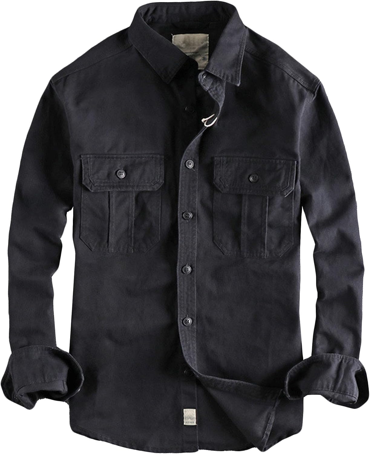 Maiyifu-GJ Men's Long Sleeves Distressed Denim Shirts Casual Lightweight Cotton Button-Down Shirt Fashion Vintage Jean Jacket