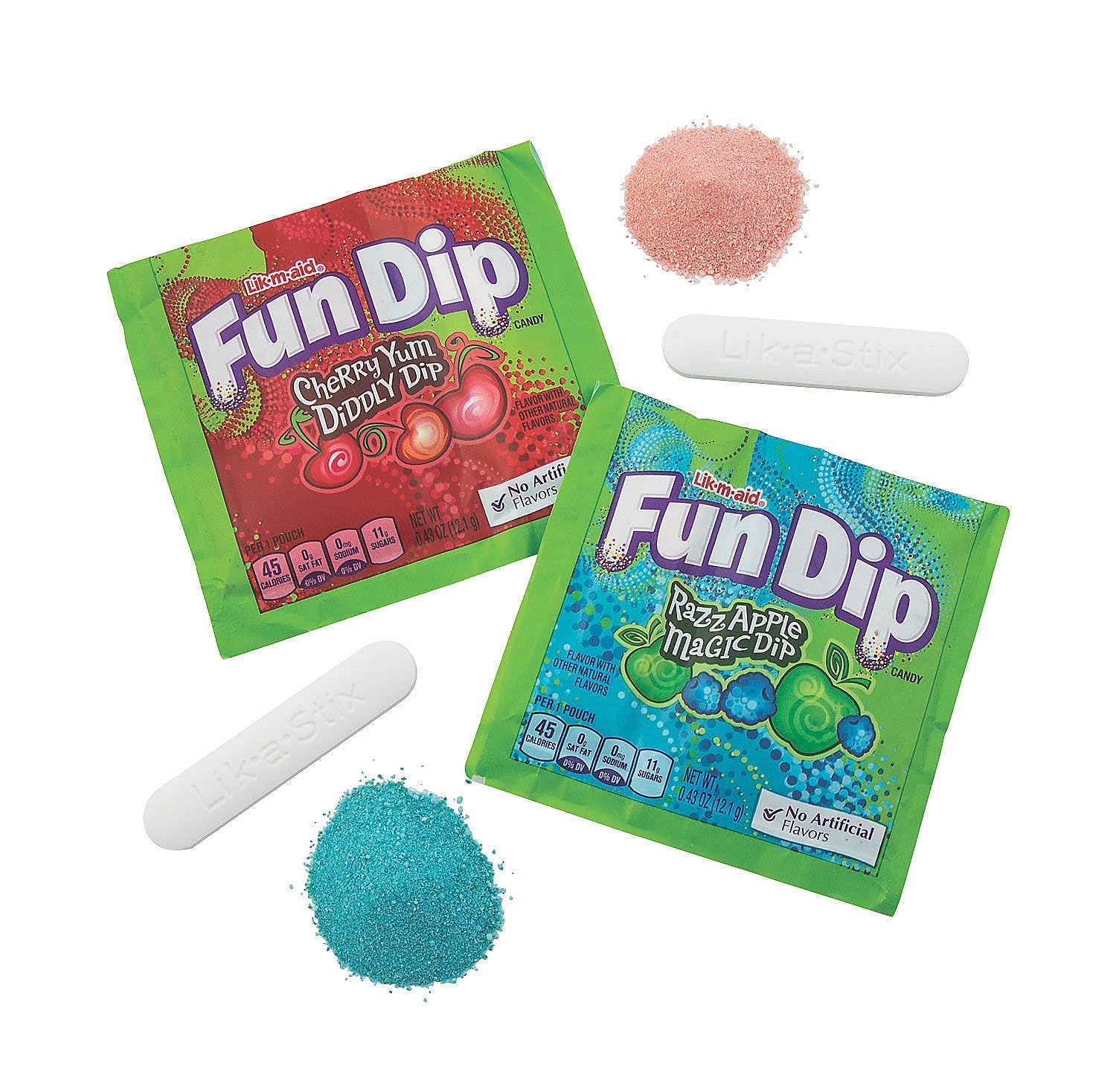 Fun Express Lik-M-Aid Fun Dip Valentines Candy 48 Count - Bulk Individually Wrapped Sour Powder Candy for Kids | Perfect Valentines Day Gifts for Classroom Party Favors, Goodie Bags & Treats