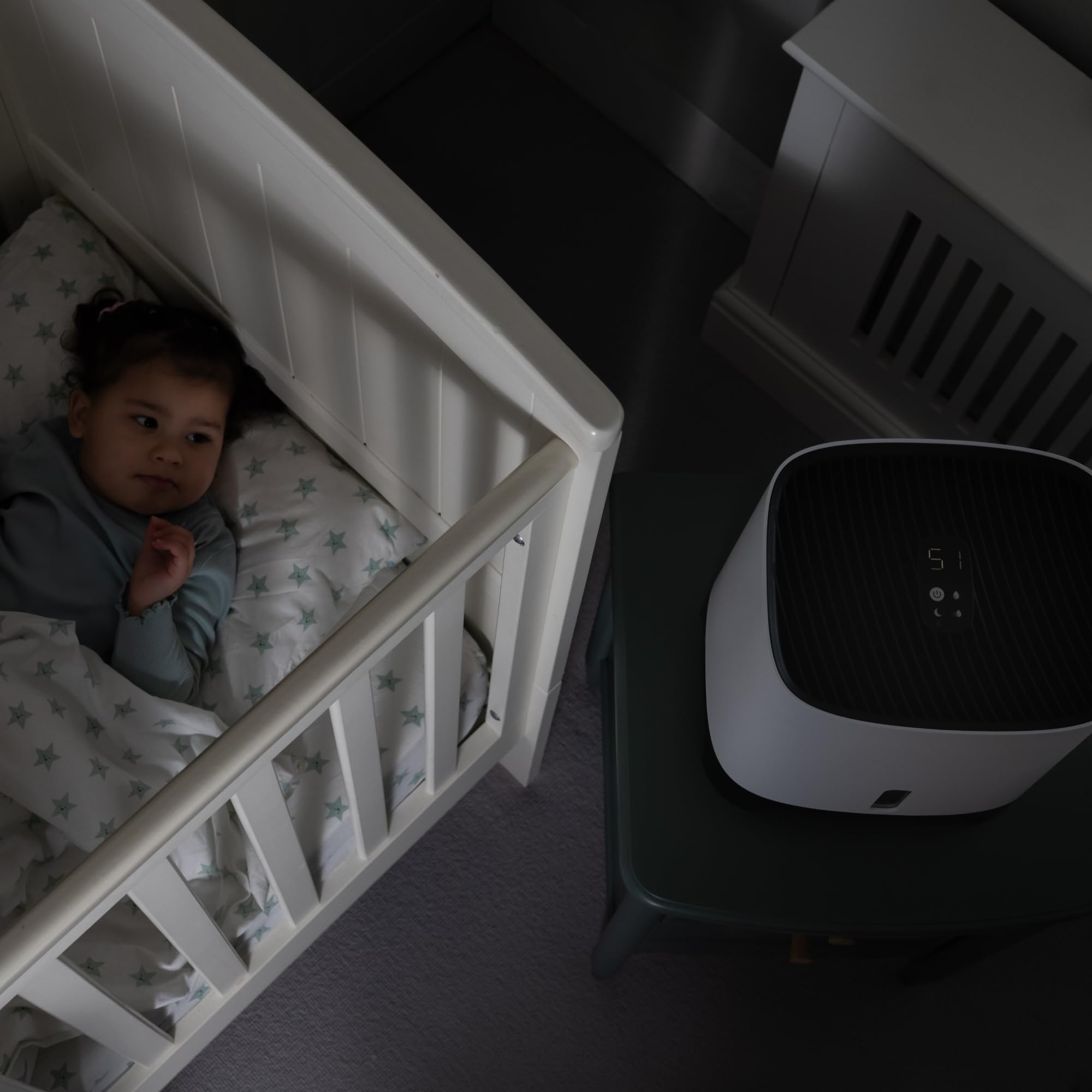 Meaco Armin - Humidificador evaporativo para habitaciones de 89 m2, depósito grande de 4,7 l, para agua blanda y dura, aire puro y perfectamente humidificado, sin residuos blancos, alto rendimiento