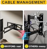 WHYFONE TV Fali Tartó 37-86" Képernyőkhöz - 120 cm Extra Hosszú Forgó Kar, 180° Elforgatható, 50 kg Teherbírás, VESA 600x400 mm 7