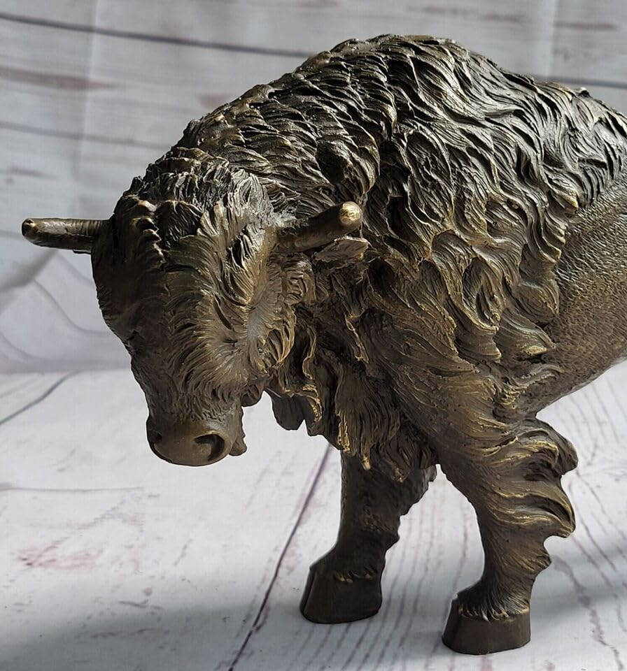 Bison bronze américain Art déco véritable coulé à chaud à la cire perdue