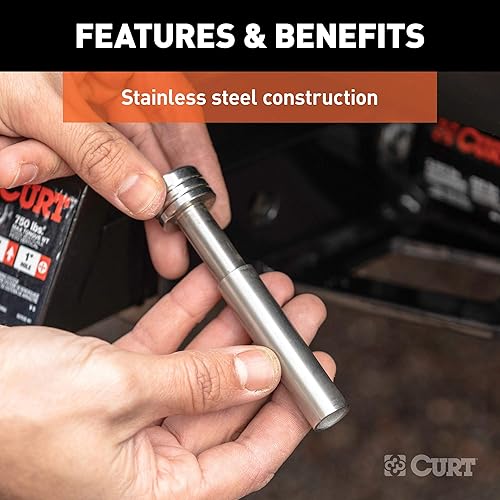 Miniatura 6 de CURT Cerradura de enganche de remolque de acero inoxidable 23517, diámetro de pasador de 1/2 pulgada, adaptador de 5/8 pulgadas, se adapta a