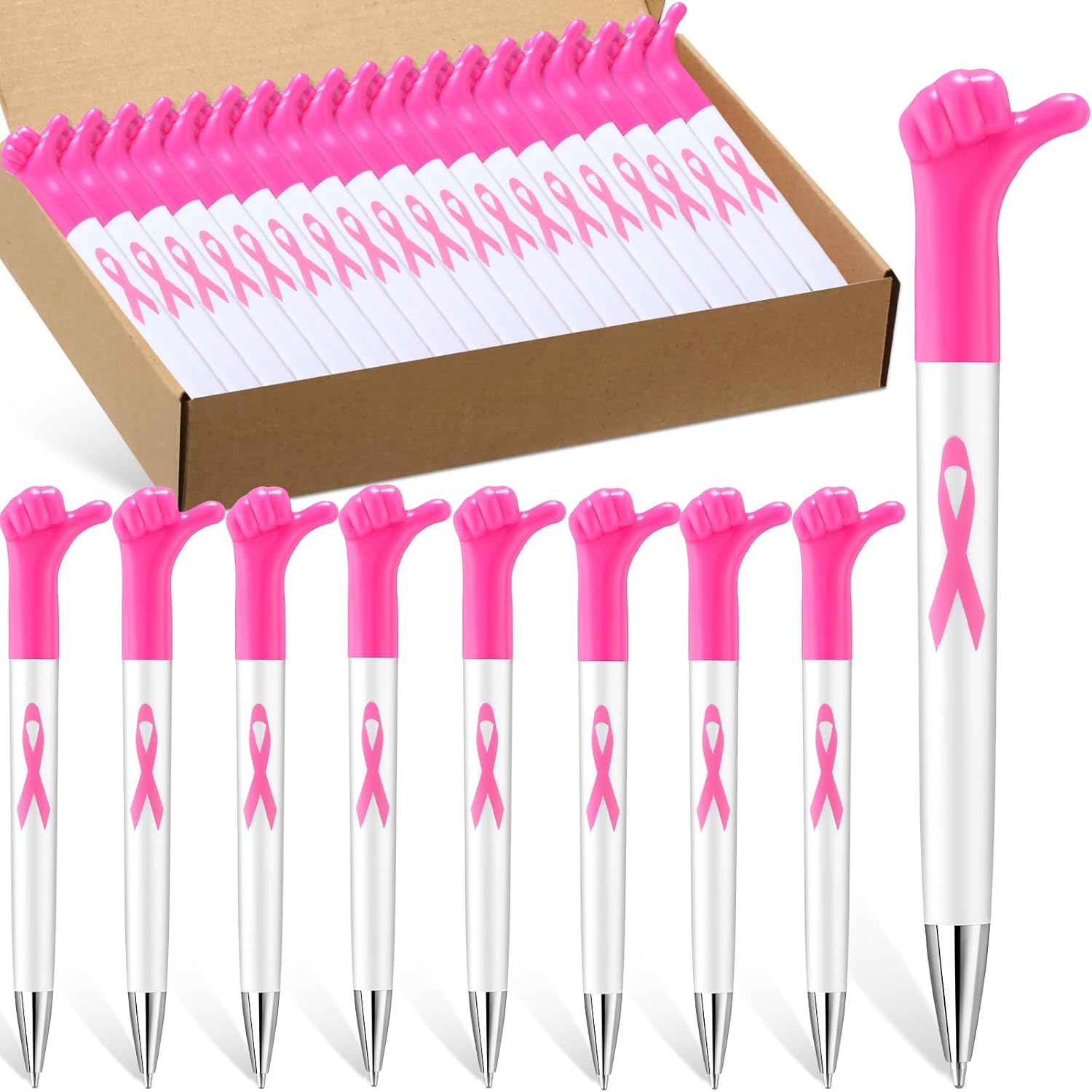 Yeaqee 100 Pcs Breast Cancer Awareness Pens Inspirational