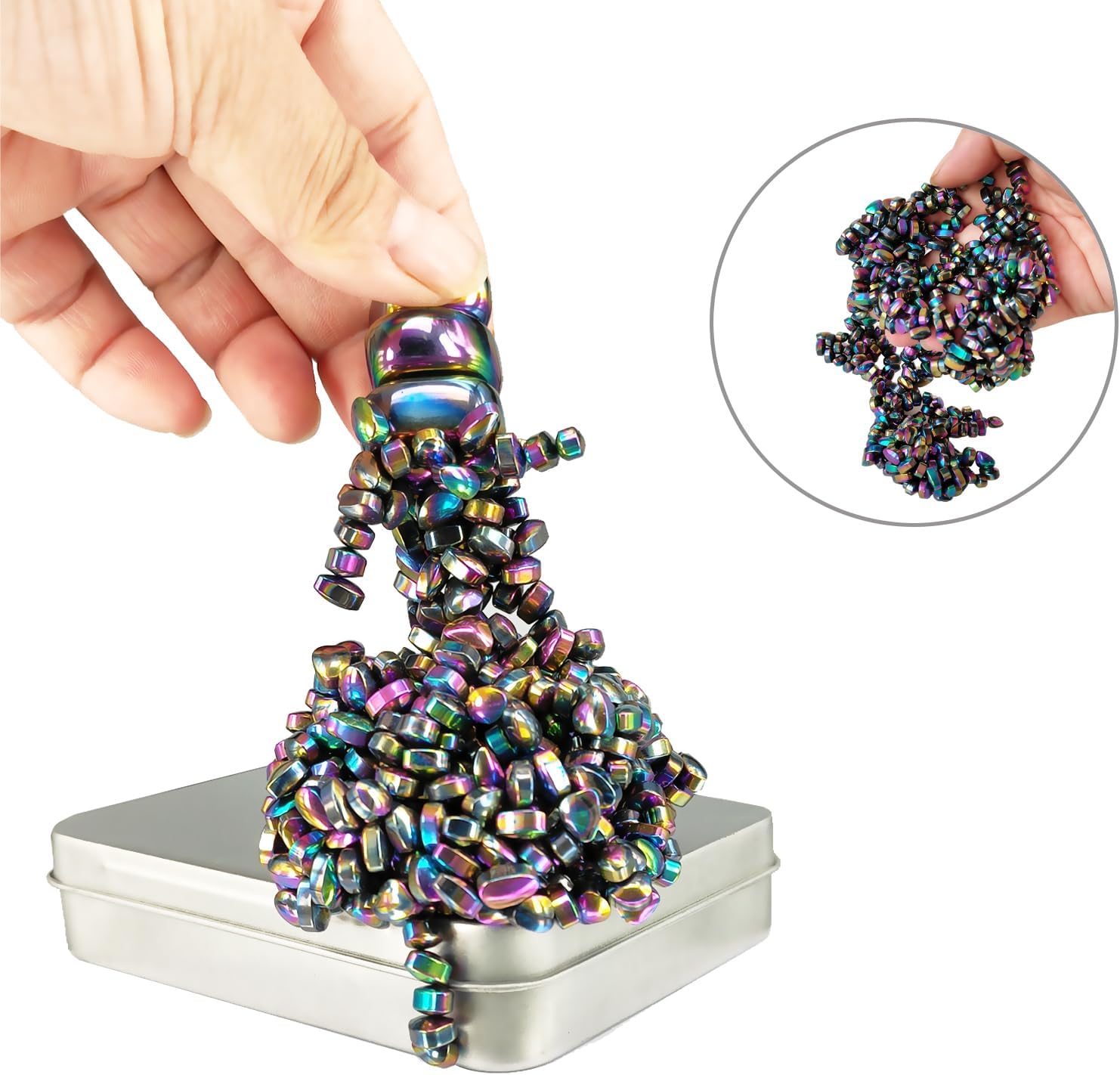 ZHEBAG Mini Magnetic Stone Balls, Over 1000 Ferrite Mini Magnets, Fidget Ball Toy for Adults, Relieve Anxiety and Stress, Office Desk Toy, Colorful Metal Fidget Putty