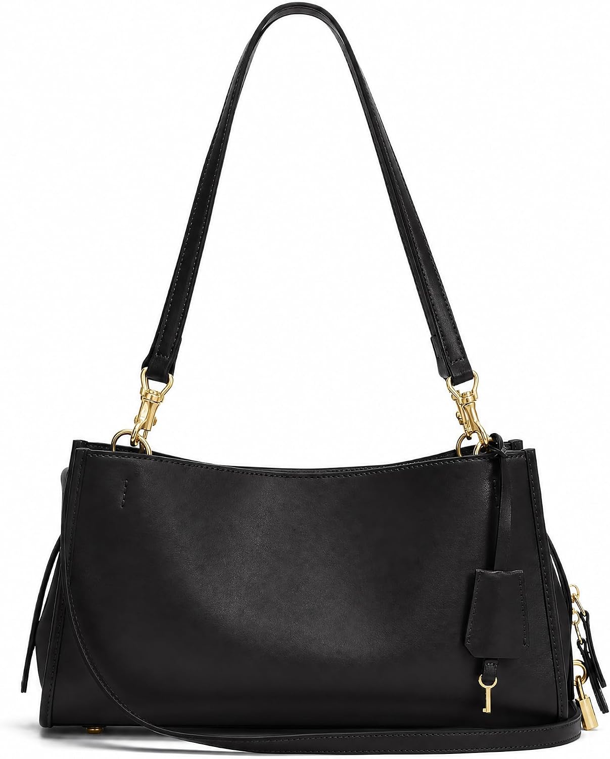hibear Vintage Shoulder Bag Trendy Designer‑Style Tote Bag with Lock Multi‑Pocket Hobo Handbag for Work and Shopping