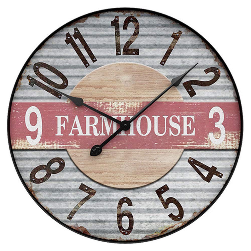 VHKJewE Silent Round Wall Clock With Arabic And Roman Numerals Iron And Fiberboard 50cm(B)