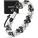 MagnetRX Hematite & Moonstone Bracelet - MAX Strength Magnetic Hematite Bracelets - Natural Moonstone Crystals White Beaded Bracelets for Women