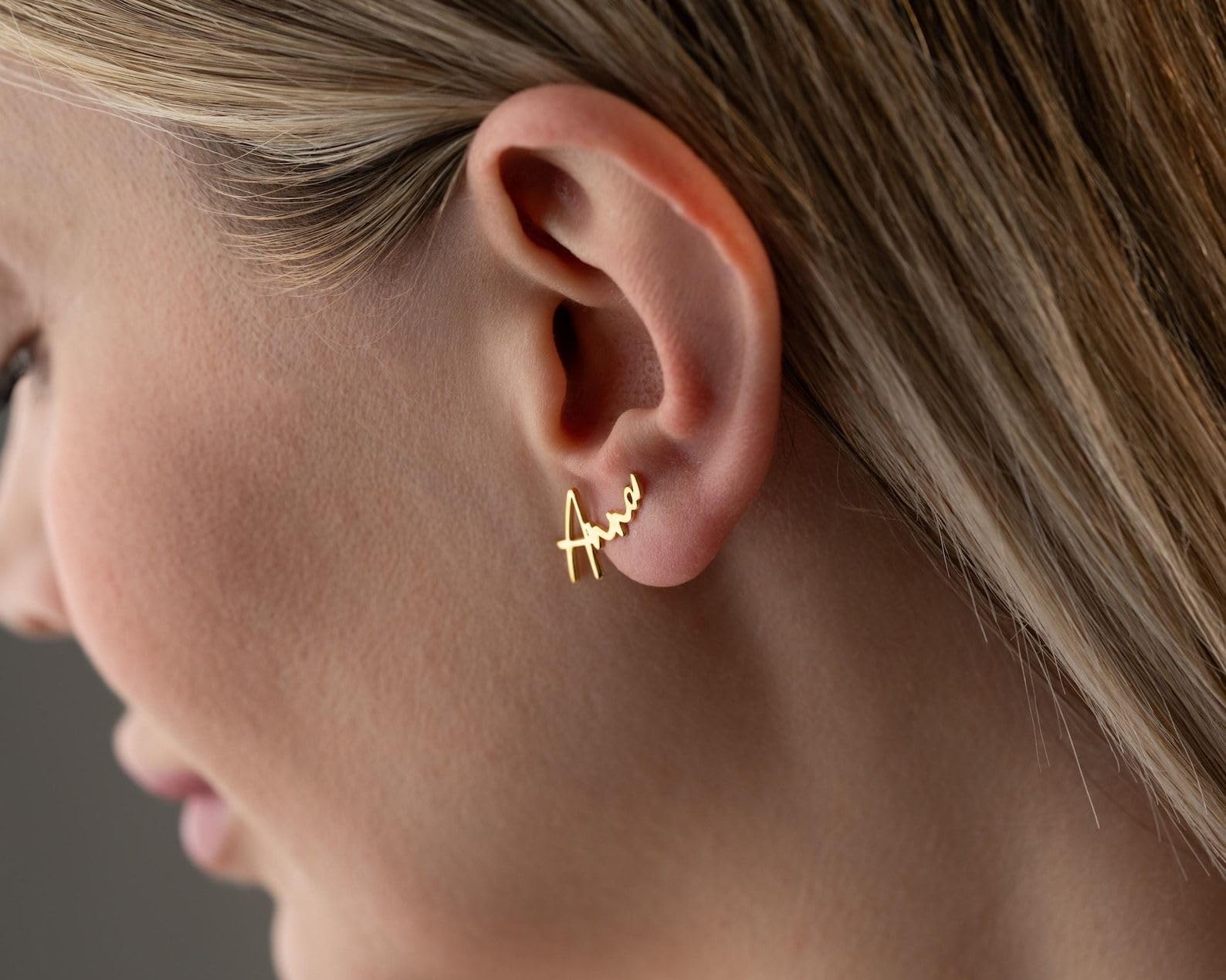 Plata de ley 925 nombre Pendientes joyería manuscrita personalizada delicado para letra