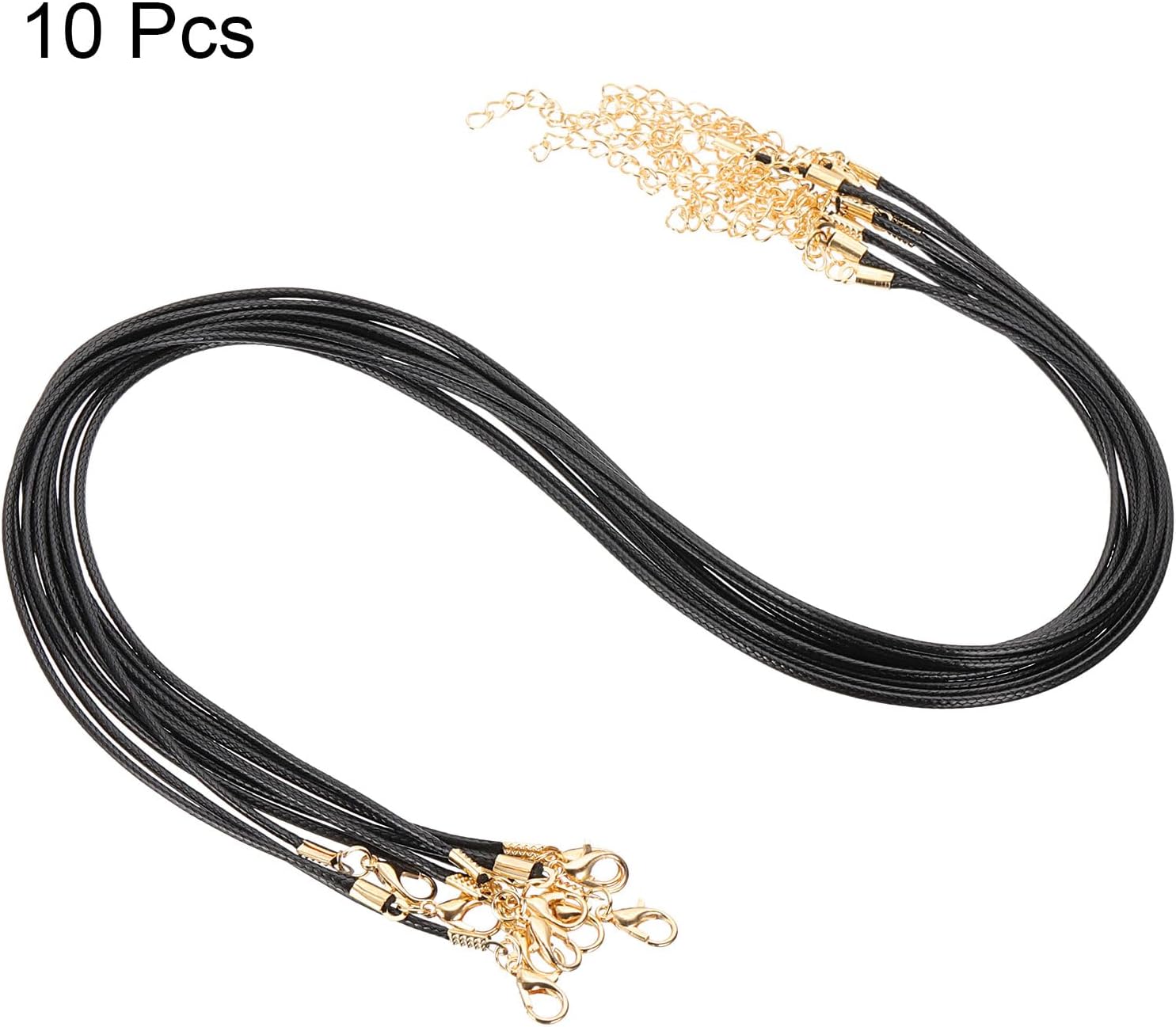 HARFINGTON 10pcs Waxed Necklace Cord Bulk, 18 Inches and 1.5mm Dia Necklace String Rope with Clasp for Pendants, Bracelets, Necklaces, Jewelry Making Beading Supplies,Black - Image 3