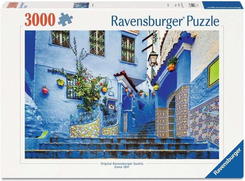 Ravensburger - Puzzle Adulte - Puzzle 3000 pièces - Le Maroc en Bleu - Adultes et Enfants à partir de 14 Ans - Puzzle de qualité supérieure fabriqué en Europe - 12001893